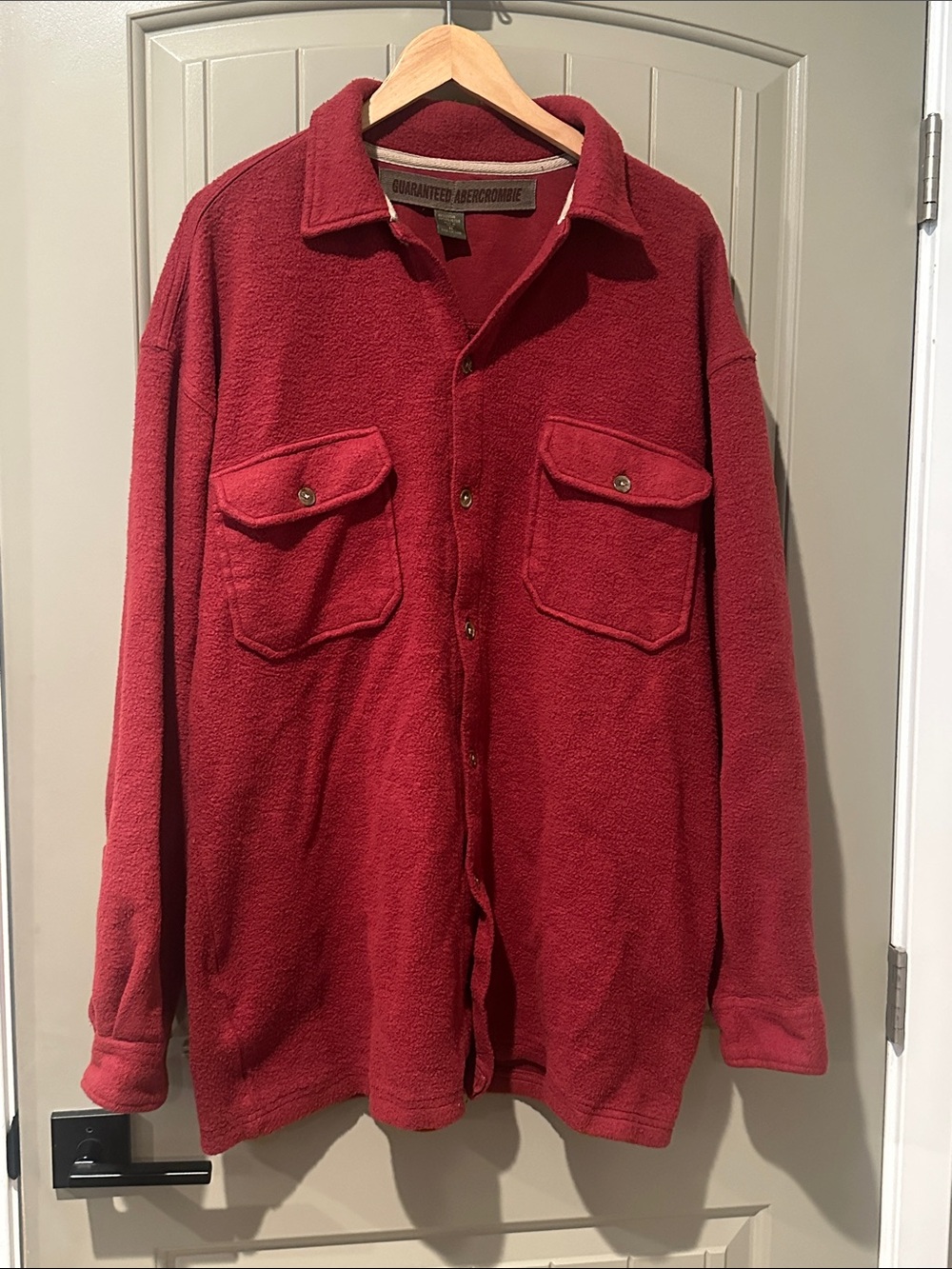 Abercrombie & Fitch Men's Deep Red Fleece Shirt Jacket